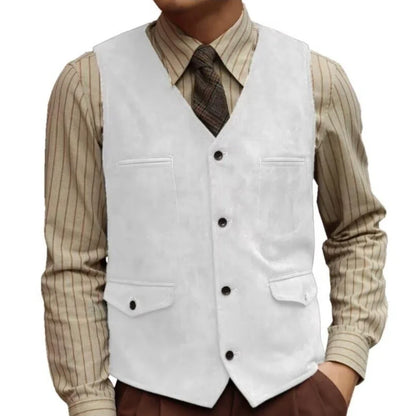 Men Vest Coffee Velvet Single Button With Pocket Waistcoat For Wedding Birthday Banquet Business Casual Work Daily Men Suit Vest