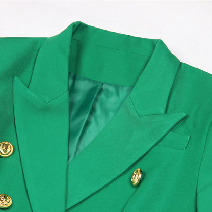 S-XXL Rainbow Color Fashion Classic Solid Double row Gold Button Long Sleeve Slim Fit Temperament Commuter Casual Woman Blazer