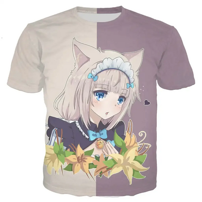 New Cool Tee For Men/women Nekopara Chocolate Vanilla 3D Printed Cute Anime Short Sleeve Harajuku Style Street Wear T-shirt Tops
