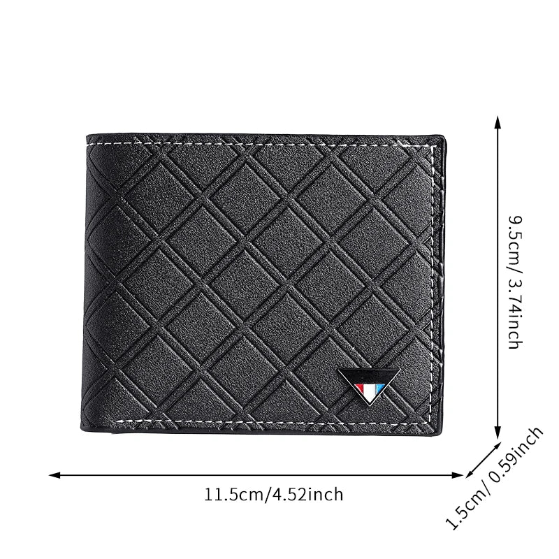 New men's wallet short wallet young men's fashion and leisure plaid multi-card thin soft wallet coin purse