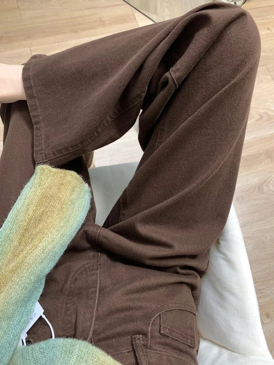 High Waist Straight Leg Wide Leg Jeans Women's Early Spring New plus Size Loose Long Pants Casual Sle Zipper ket Denim