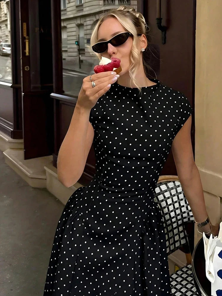 Women New Long Dresses Summer Elegant Upgraded Version Casual Polka Dots Party Dress Graceful Holiday Casual Slim Female Dresses