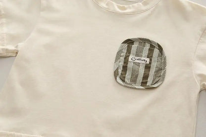 New Summer Baby Clothes Suit Children Boys Striped Pocket TShirt Capri Pants 2Pcs/Sets Toddler Casual Costume Kids Tracksuits