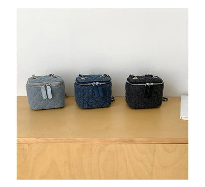 Mini Denim Crossbody Bags for Women 2026 Lingge Chains Shoulder Bag Fashion Brands Box Bag Lipstick Coins Purses and Handbags