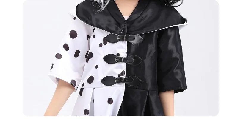 Anime Cruella cosplay costume dress set with gloves cloak Halloween carnival set adult female Cruella De Vil costume