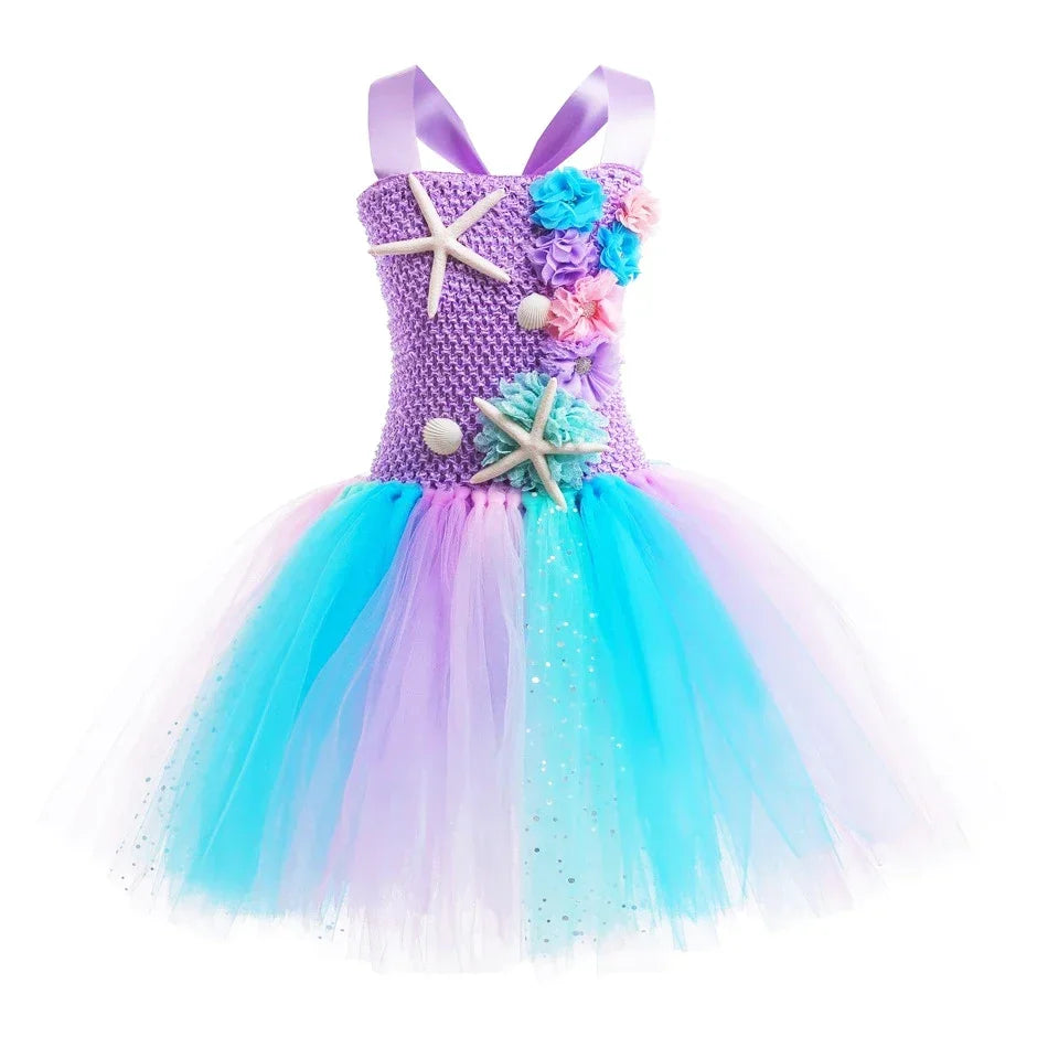 Mermaid Dress Girls Kids Cosplay Dresses Princess Costume Perform Clothes Birthday Party Halloween Clothing