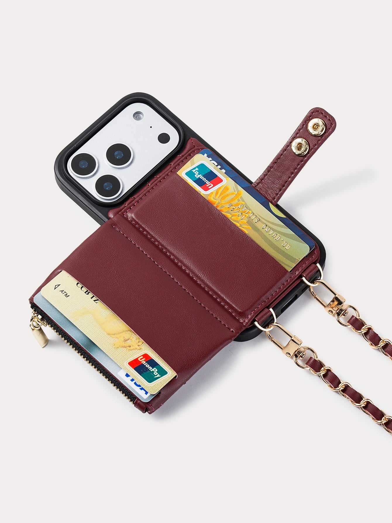 Lingge Double Button Fragrant Wind Phone Case, Change Card Bag, Quilted Leather Cover, Suitable for Apple 17/16/15/14/13/12/11