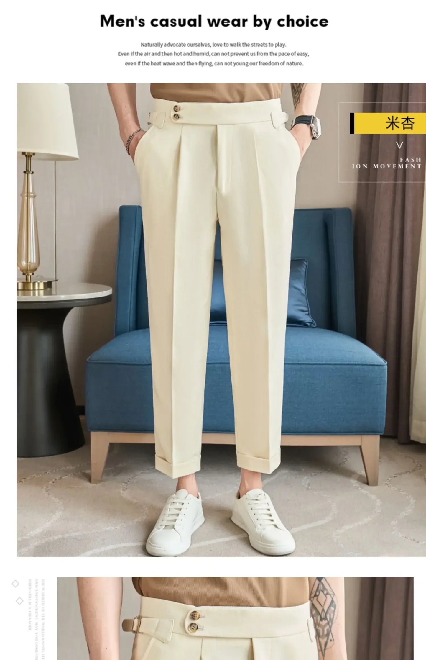 British Style Naples Men's High-end Linen Pants High Waist Straight Slim Fit Casual Trousers High Quality Solid Social Suit Pant