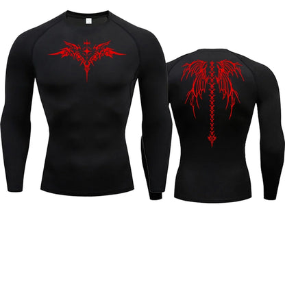 Men's Compression Shirt Anime Print Gym Sport Quick Dry Gym TShirts Fitness Athletic Undershirts Elasticity Tops Tee Summer Male