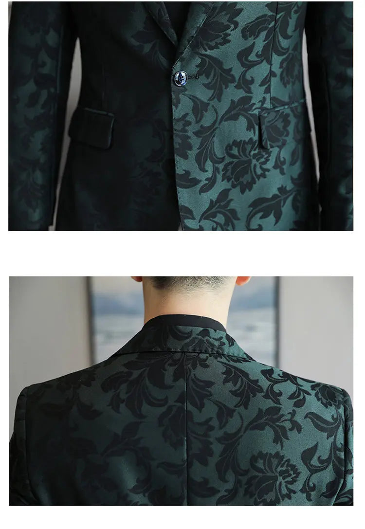 2025 Spring Luxury High-end Jacquard Men's Suit Coats British Style Men Slim Fit Casual Groom Wedding Dress Party Suit Blazers