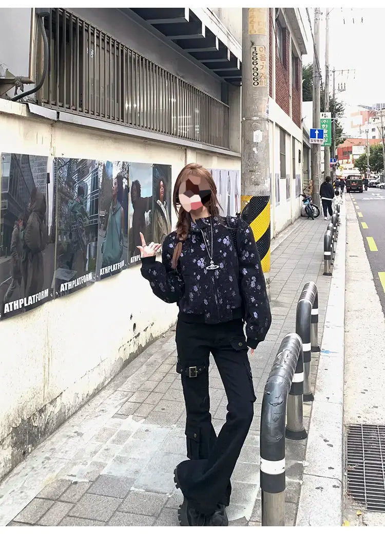 Aesthetic Dark Style Street Y2K Slim Fit Jeans Women's Vintage Sheath Gothic Pants High Waisted Hotsweet Black Denim Trouser