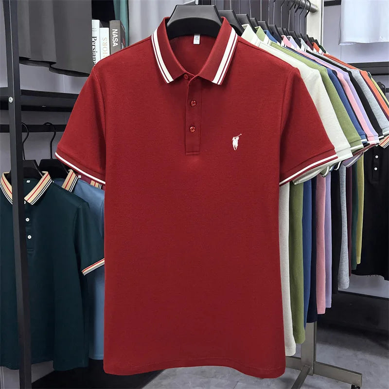 100% cotton luxury brand short sleeve polo shirt men new classic pony embroidery summer T-shirt high-end fashion casual Paul top
