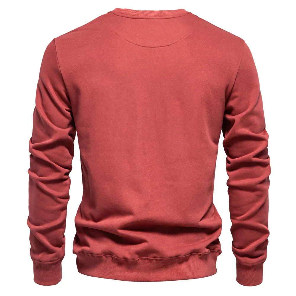Cotton-blend Mens Crew Neck Solid Color Sweatshirts Pullover Casual Sport Sweatshirt for Men