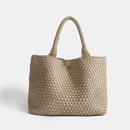 Woven Tote Bag For Women Soft Foldable Top-Handle Wristlet Bag Fashion Hobo Handbag Composite Bag with Coin Purse
