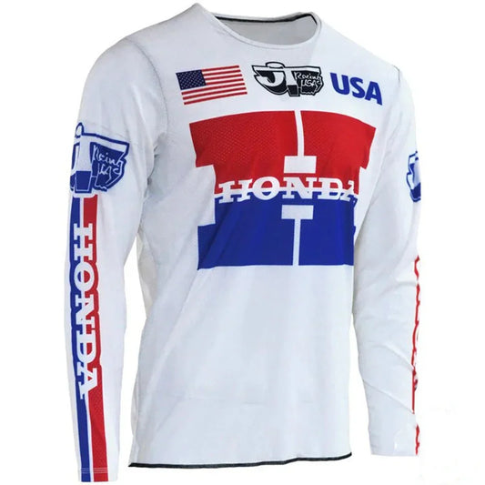 2026 Spring and Autumn Honda Factory Block Jersey Quick drying Breathable Men's and Women's Long sleeved Loose Fashion T-shirt