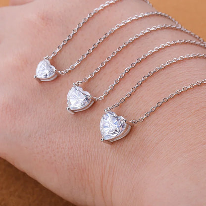 0.5-2CT Heart Cut Moissanite Solitaire Pendant Necklaces for Women 925 Sterling Silver Chains Fine Jewelry Gifts Collar