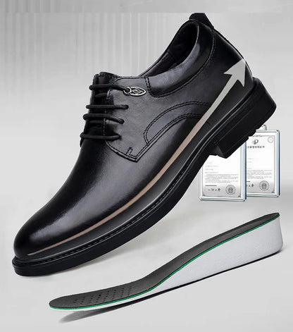 Leather Casual Elevator Shoes for Men 10cm Invisible Height Increase Casual Sneakers Business Formal Shoes