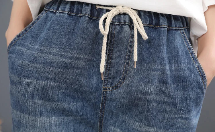 Chinese Summer Fashion Style Ladies Vintage Embroidery Jeans Womens Casual Floral Denim Trousers Ripped Harem Pants