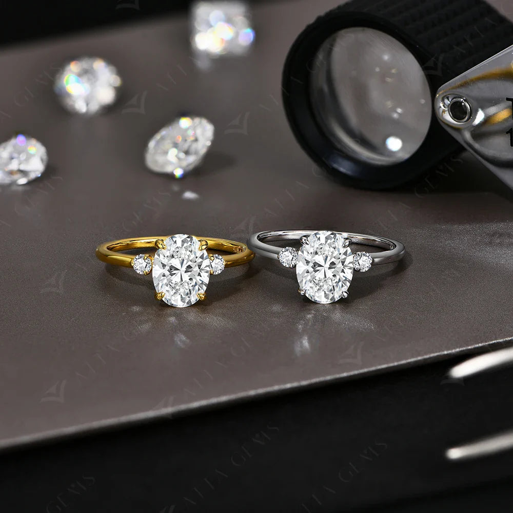 2CT Oval Cut Moissanite Solitaire Ring for Women Lab Grown VVS1 Diamond 9*7mm S925 Silver 18K Gold Wedding Fine Jewelry