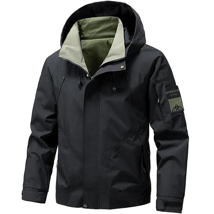New Waterproof Jacket Men Outdoor Softshell Zip Up Hooded Jacket Windbreaker Hiking Camping Coat Lightweight Spring Autumn Coats