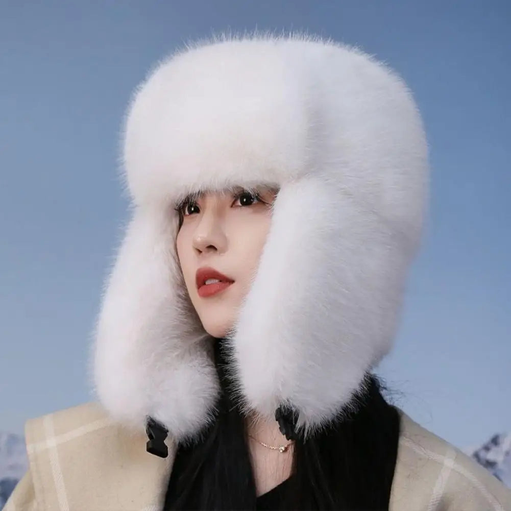 Faux Fur Bomber Hat Or Women And Men Windproof Warm Earmuffs Windproof Earflap Cap Thickened Russian Caps Ear Protection Hats