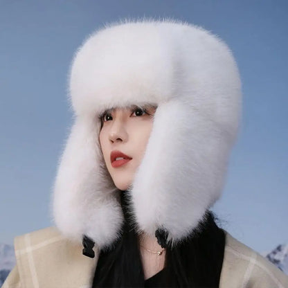 Faux Fur Bomber Hat Or Women And Men Windproof Warm Earmuffs Windproof Earflap Cap Thickened Russian Caps Ear Protection Hats