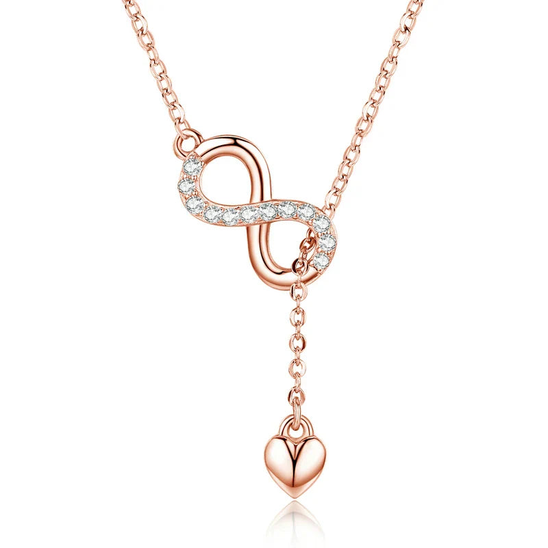 100% 925 Sterling Silver Infinity Love Pendant Necklaces Forever Love Neck Chain for Women Gift Fine Jewelry SCN223