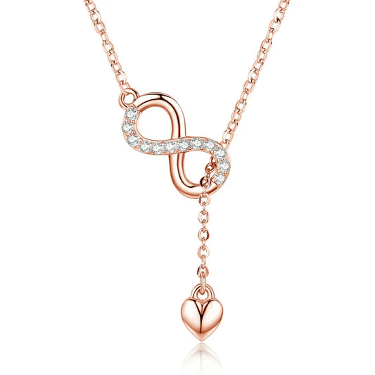 100% 925 Sterling Silver Infinity Love Pendant Necklaces Forever Love Neck Chain for Women Gift Fine Jewelry SCN223