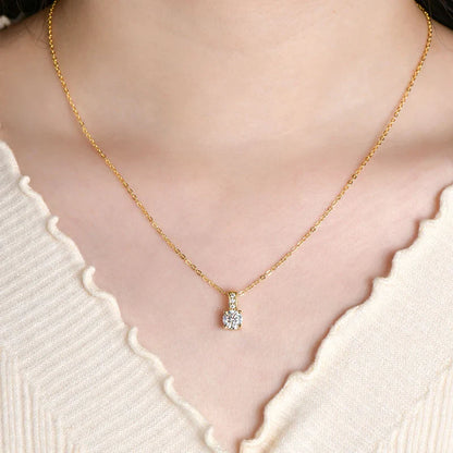 Dazzling 6.5MM 1.0CT Moissanite Pendant Necklace 14K Gold Filled Chain Necklace for Women Exquisite Wedding Jewelry Gift