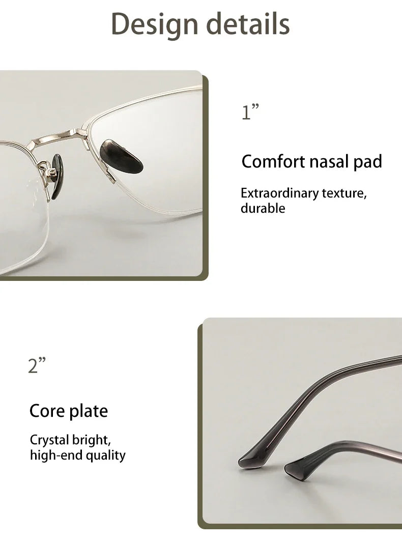 Classic Business Half Rim Eyeglasses Black Reading Glasses Men 888 Retro Anti-Blue Light Frames Customizable prescriptions