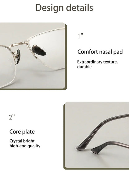 Classic Business Half Rim Eyeglasses Black Reading Glasses Men 888 Retro Anti-Blue Light Frames Customizable prescriptions