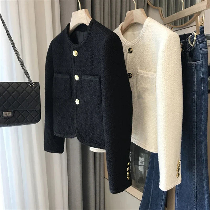 Women's Suit Coat 2025 Spring Autumn Temperament Versatile Ladies Woolen Blazer Jacket Casual Loose Lady Blazer Outerwear