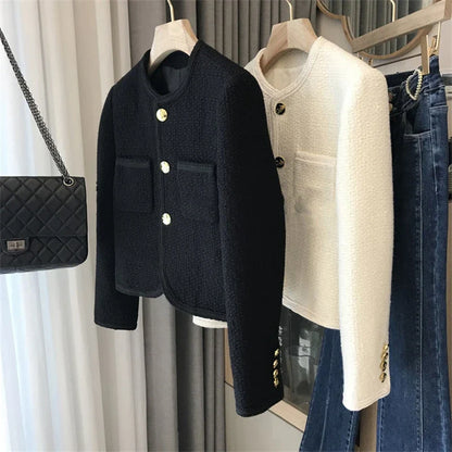Women's Suit Coat 2025 Spring Autumn Temperament Versatile Ladies Woolen Blazer Jacket Casual Loose Lady Blazer Outerwear