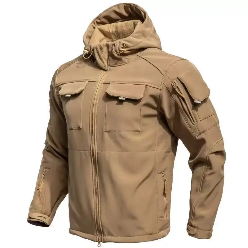 Men's Winter Tactical Military Jackets Hood Waterproof Hiking Camping Sport Fleece Coat Climbing Softshell Trekking Outdoor Wear