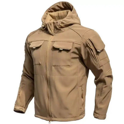 Men's Winter Tactical Military Jackets Hood Waterproof Hiking Camping Sport Fleece Coat Climbing Softshell Trekking Outdoor Wear