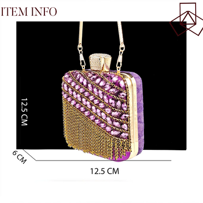 Shiny Purple Color Shoes and Bag Elegant Handbags and Medium Heel Shoes Beautiful Handmade Shoes for Wedding Party