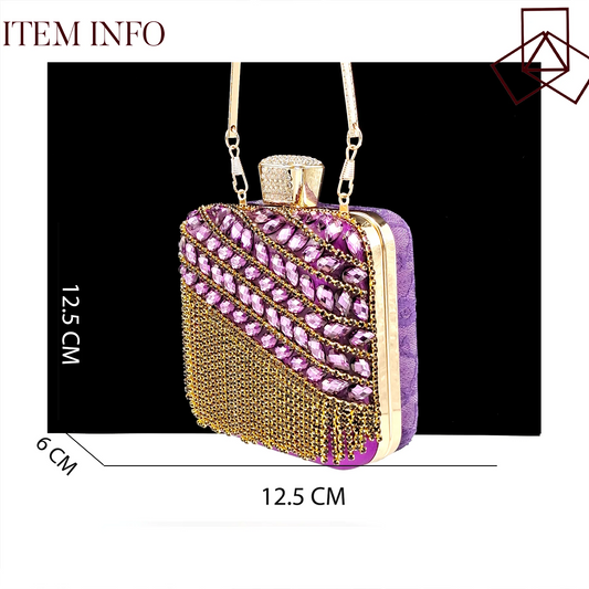 Shiny Purple Color Shoes and Bag Elegant Handbags and Medium Heel Shoes Beautiful Handmade Shoes for Wedding Party