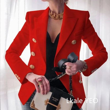Women's Small Blazer Jacket 2026 Spring Autumn Casual Office Elegant Ladies Suit Coat High-end Double-breasted Lady Outerwear