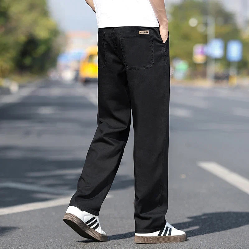Loose Wide-leg Men's Thin Jeans Lyocell Soft Drape Fabric Comfort Trousers Spring Summer Fashion Brand Washing Denim Pants