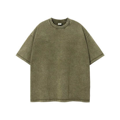 New Summer Batik Washed T-Shirts For Men Unisex Retro Loose High Street 275gsm Cotton T Shirt Brand Design HY0594