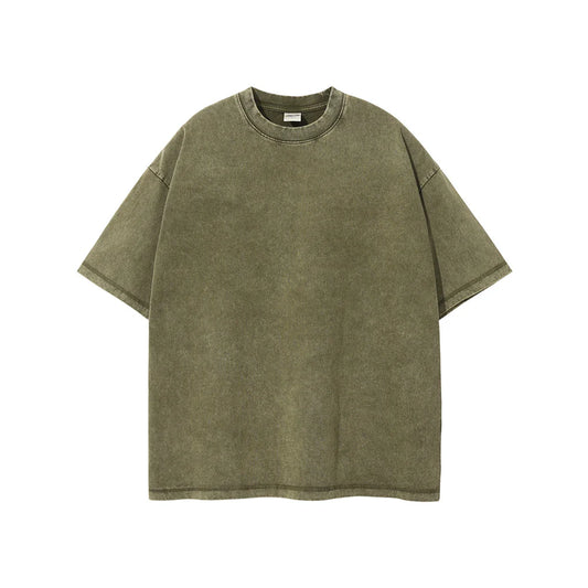 New Summer Batik Washed T-Shirts For Men Unisex Retro Loose High Street 275gsm Cotton T Shirt Brand Design HY0594