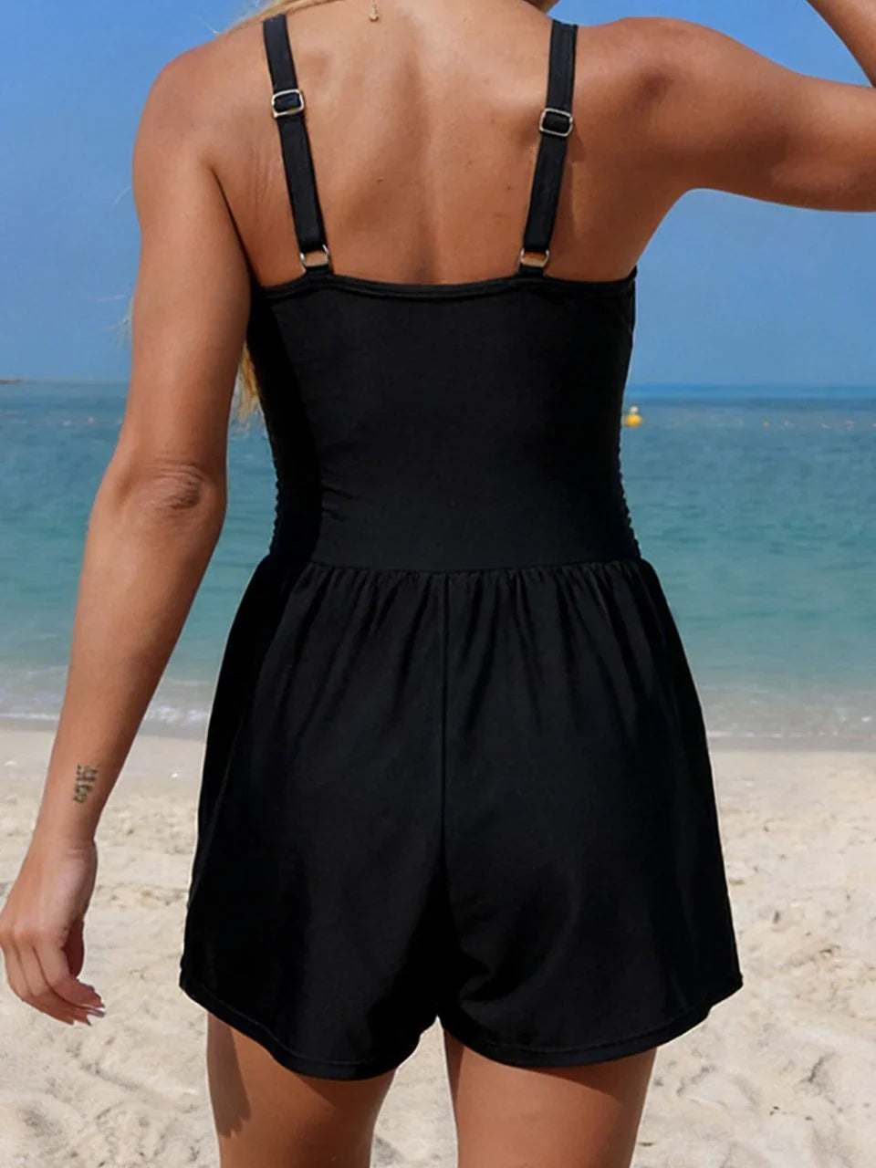 2026 Women's One Piece Mesh Swimsuit Tummy Control Swimwear Romper with Pockets High Elastic Female Beach Bathing Swim Bodysuit