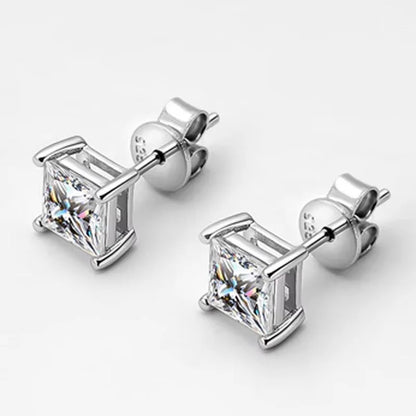 D Color Princess Cut Moissanite Earring s925 Sterling Sliver Plated with 18k White Gold Earrings for Women Fine Jewelry