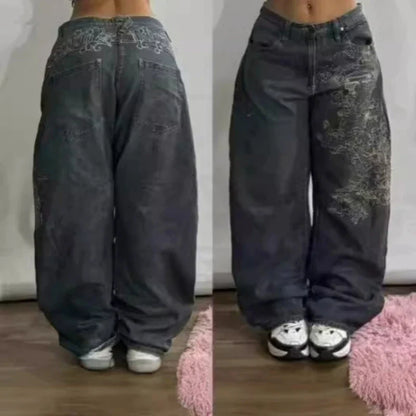 Streetwear New Fashion Oversized Print Baggy Jeans Y2K Harajuku Hip-hop Vintage Pop Gothic High Waist Wide-leg Pants Trousers