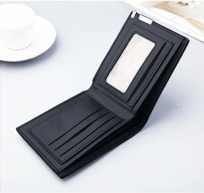 Short Men Wallets Card Holder Photo Holder Slim Male Print Wallet High Quality PU Leather Money Bag New Kpop Small Men's Purse