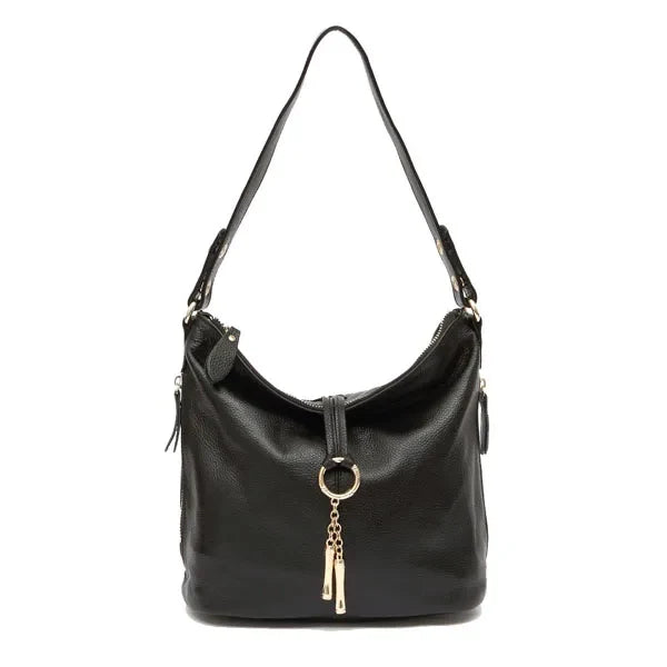 Elegant Women Red Leather Handbag 100% Genuine Leather Lady Hobo Bag Charming Ring Medium Shoulder Bag Bright Yellow Bags