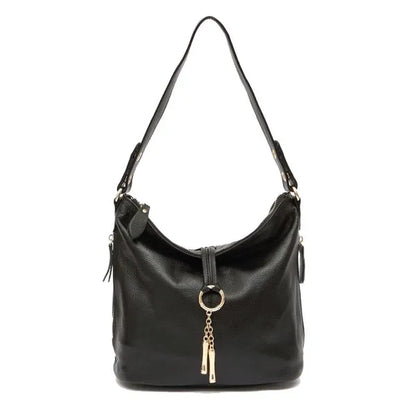 Elegant Women Red Leather Handbag 100% Genuine Leather Lady Hobo Bag Charming Ring Medium Shoulder Bag Bright Yellow Bags