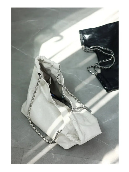 Women Genuine Leather Luxury Chain Single Shoulder Bags Large Capacity Soft Handbag Suitable For Working And Travling