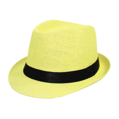 Summer Fedoras for Men Middle old aged Cap Linen Panama Solid  Jazz Hat Cowboy  Men's Women's  British Party Sun Hat