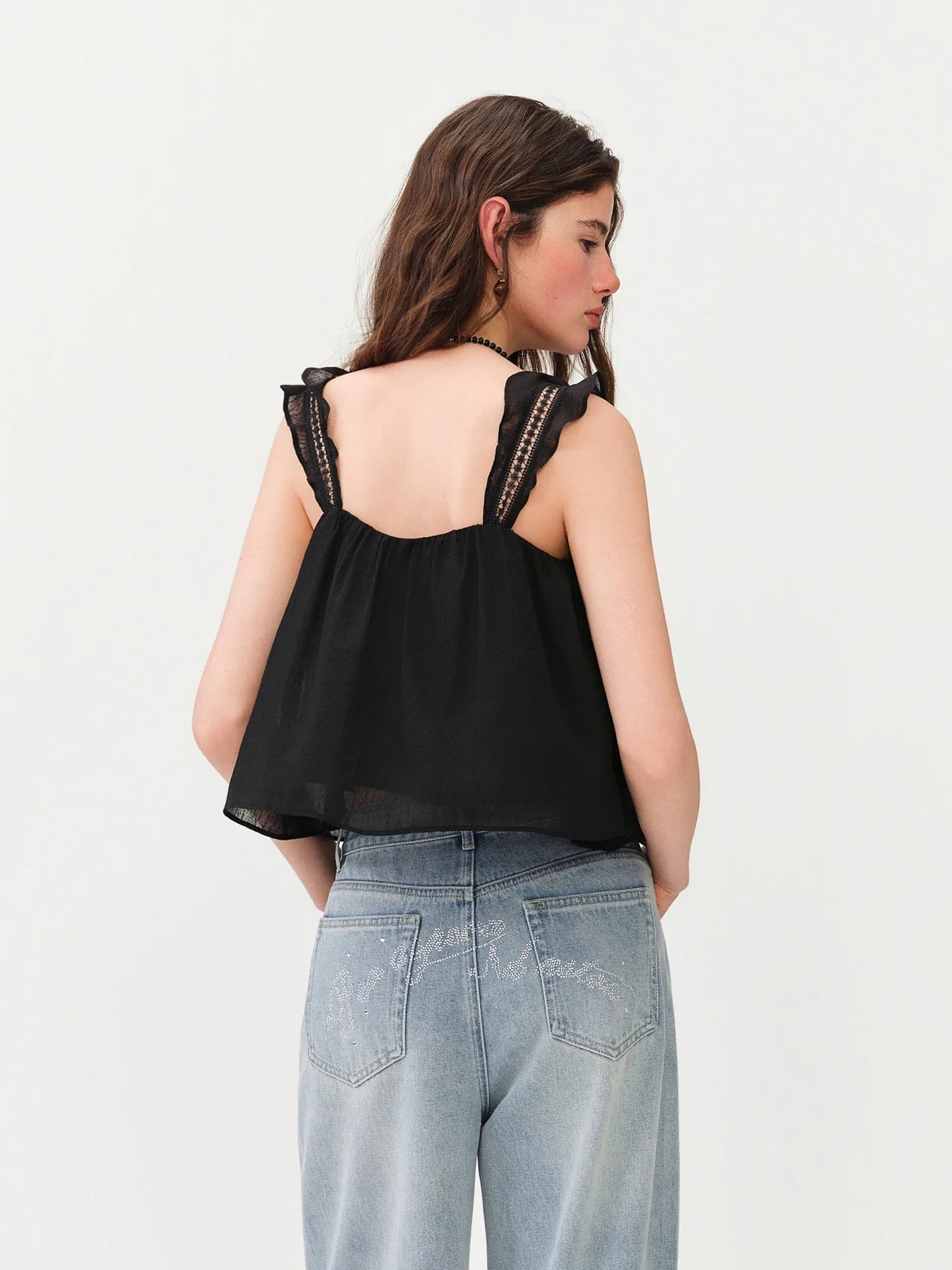 2026 Summer Women's Square Neck Sleeveless Crop Top, Spaghetti Strap Design Blouse for Y2K Coquette & Daily Layering Style